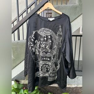 Diane Von Furstenberg Silk Japanese Inspired Tunic Blouse Plus Size 3X